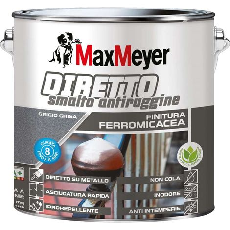 Smalto diretto antiruggine ferromicaceo MaxMeyer grigio ghisa base 2 L (1/5)