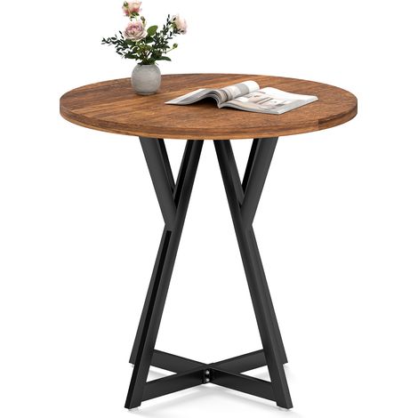 COSTWAY 80cm Round Dining Table Wooden Kitchen Table-Coffee (1/5)