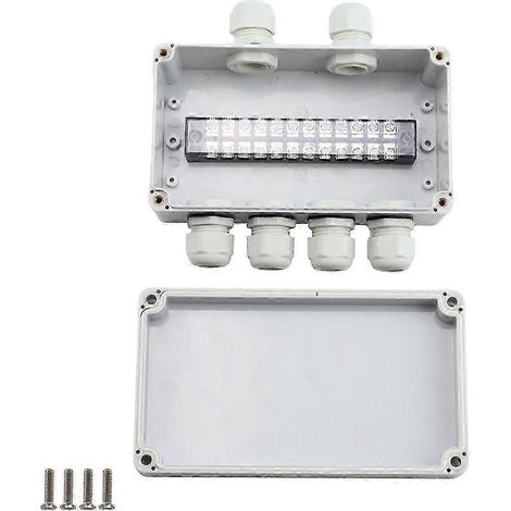 Boîte de jonction étanche IP66, 2 entrées, 4 sorties, compatible avec des câbles de diamètre 4 à 8 mm. (1/5)