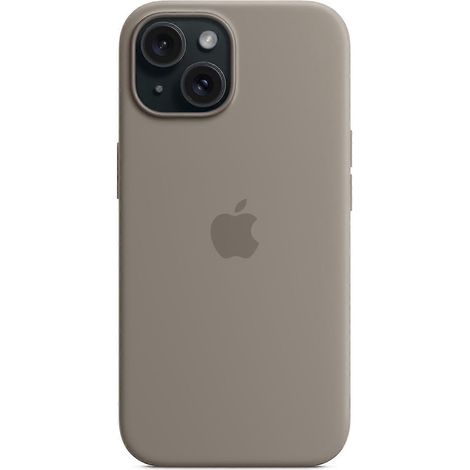 Coque pour iPhone 15 compatible MagSafe, en silicone résistant aux rayures - Rouge Gris