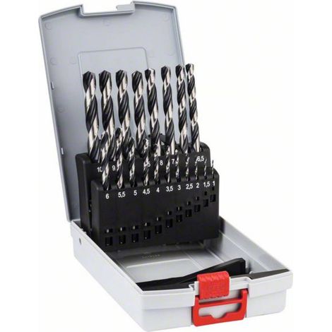 Bosch – Foret à métaux HSS PointTeQ 19 pièces – Diamètres 1 à 4.5 mm – Pointe autocentreuse pour perçage rapide – Norme DIN 338