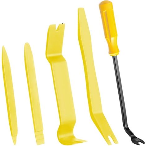 5PCS Outils pour démonter les garnitures automobiles–Leviers en plastique pour panneaux de porte,tableaux de bord,clips et garnitures intérieures –Outils de bricolage pour autoradios (1/5)