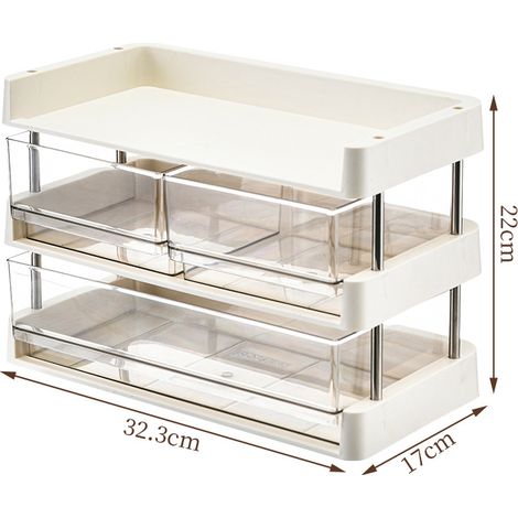 Boîte de rangement pour sachets de thé à plusieurs niveaux, étagère de rangement pour capsules de café et collations pour comptoir, modèle court à 3 niveaux (1 grande boîte, 2 petites boîtes) (1/5)