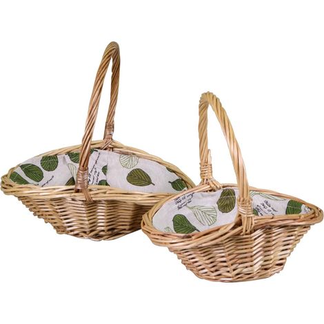 Cesto vimini 1-2 con fodera naturale ovale cm 28x21