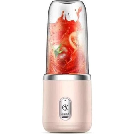 Extracteur de jus (rose) - DIFFERENTLY - Mini blender USB - 6 lames - Rose - Pour milkshakes et smoothies (1/4)
