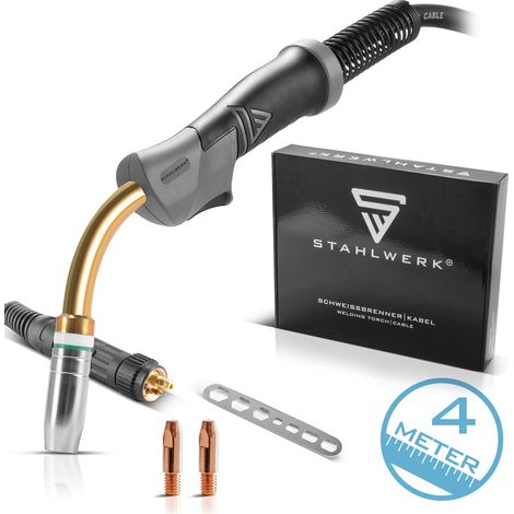 STAHLWERK Soplete AK25 MB25 Paquete de 4 m de manguera Equipo de soldadura MIG MAG