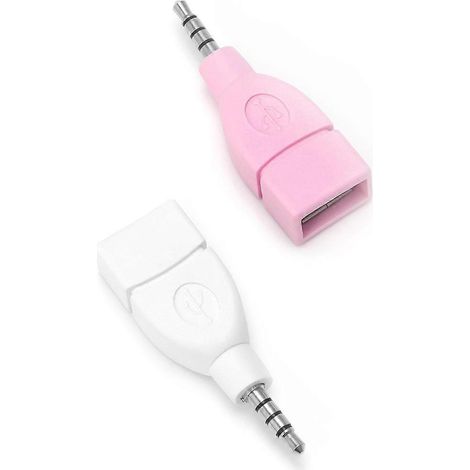 Adaptateur convertisseur audio AUX femelle vers mâle 3,5 mm avec port USB 2.0 pour lecteur MP3 de voiture et téléphone portable (1/5)