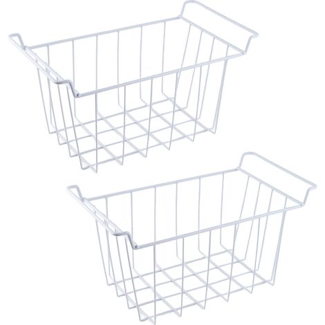 Lot de 2 paniers de rangement pour réfrigérateur/congélateur, grands paniers en fil métallique avec poignées, pour garde-manger, 39 x 20 x 20 cm / 15,4 x 7,9 x 7,9 pouces (1/5)