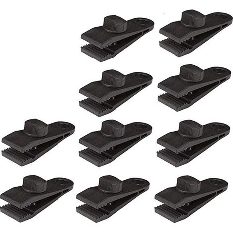 Accessoire de bâche　Lot de 10 clips de fixation pour bâche de camping, bâches, caravane, toile de jardin Noir (1/4)