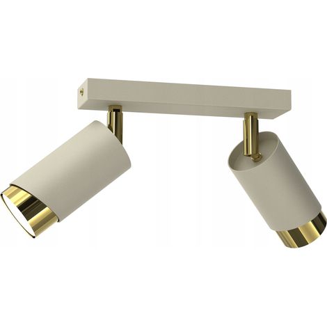 DECKENLEUCHTE PLAFON 2-FLAMME TUBE GOLD GU10 LED SPOT BEIGE POLEN