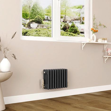 AICA 300x425mm Anthracite Horizontal Traditional Radiator Cast Iron 4 Column Heating UK
