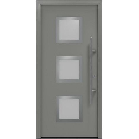 Hörmann Ecostar Haustür "ISOPRO Secur IPS 810S", graualuminium matt (RAL 9007), 110 x 210 cm (B x H), DIN Rechts