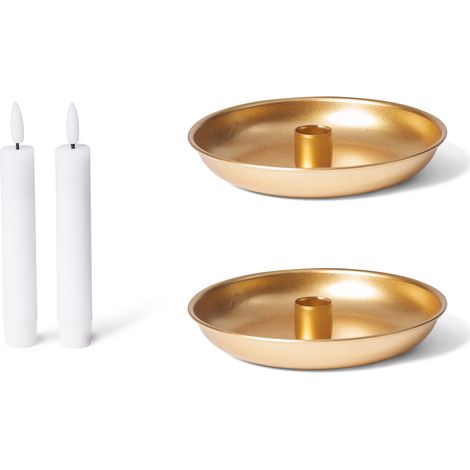 2x Novaliv Standkerzenhalter Stabkerzenhalter 2 x 13cm Gold (1/4)