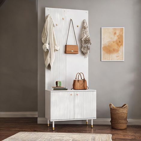 Meuble d'entrée blanc en MDF et panneaux de particules (1/5)