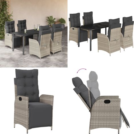 Ensemble à manger de jardin et coussins 5 pcs gris clair rotin - Chaise de jardin - Table de jardin (1/5)