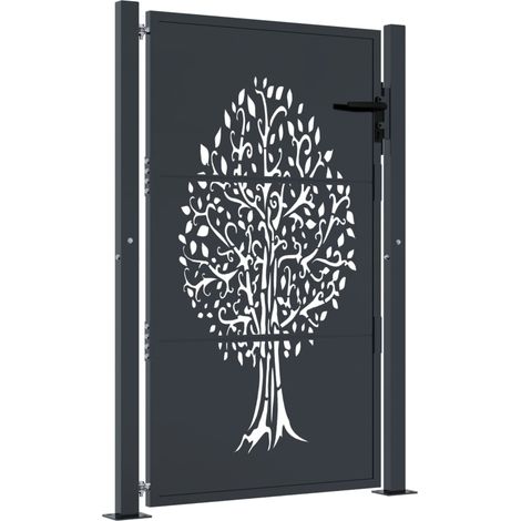 Maison Exclusive - Gartentor Anthrazit 100x125 cm Stahl Baum-Desi