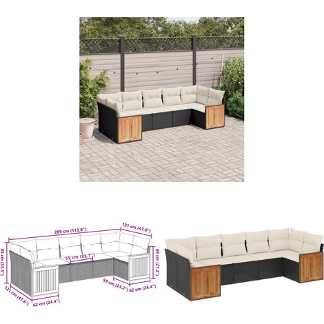 Salon de jardin 7 pcs avec coussins noir résine tressée - Ensemble Salon De Jardin - Meuble Extérieur - Résine Tressée - Rotin Synthétique - Mobilier De Jardin - Home & Living (1/3)