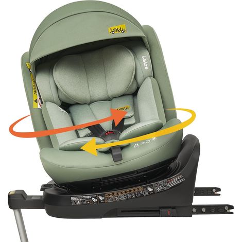AMXCNOY Siège auto enfant Jovikids pivotant à 360° avec ISOFIX, i-Size 40-150 cm (de la naissance à 12 ans), dos à la route, avec fonction inclinable et capote amovible, homologué ECE R129