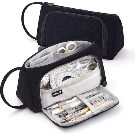Trousse en velours côtelé (noir)