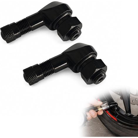 Valve Coudée Moto Noir M8, Valve Pneu Angle 90 Degrés 2 Pièces (1/5)