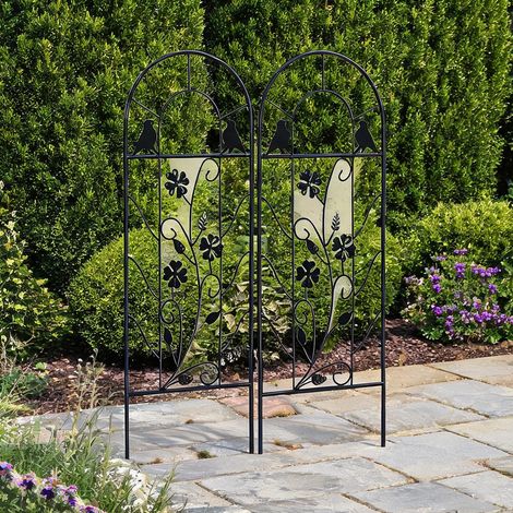 Treillis métallique noir avec décor oiseaux et trèfles 38 x 98 (1/5)