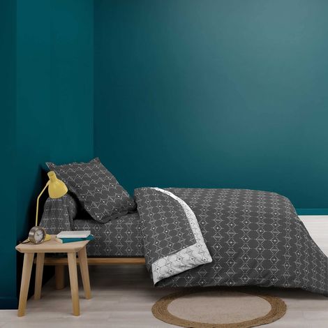 Housse de Couette 140 x 200 cm Aristide Anthracite 100% Coton (1/3)