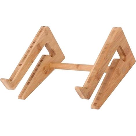 Support vertical en bambou pour ordinateur portable, compatible avec les ordinateurs de bureau et des modèles tels que le Book Air Pro, le Dell XPS, la Surface Pro et le HP Pixelbook. (1/5)