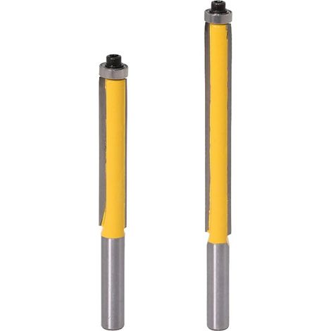2Pcs 8mm Tige Fraise à affleurer à roulement, Fraise à Copier Avec Roulement Supérieur, Extra-longue Fraise à Bois (1/5)