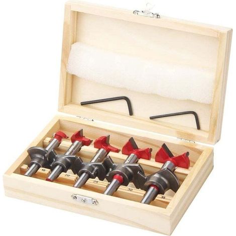 Set di punte Forstner, 5 pezzi, punte da trapano regolabili da 15-35 mm, sega a tazza per legno in carburo cementato con fermo di profondità
