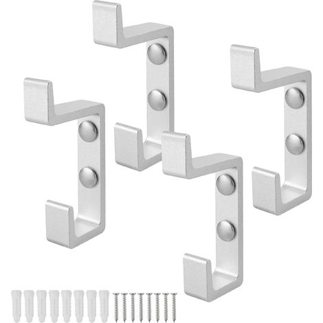Argent Patere Mural, 4 Pièce Patère Salle de Bain, Aluminium Spatial Épaissi, Patère Conception à Double Crochet, Livrée Avec Vis, Adaptée Salle Bain, Salon, Chambre (1/5)