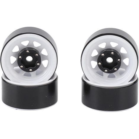 Lot de 4 jantes Beadlock à gorge profonde de 2,5 cm (1 pouce), universelles pour carrosserie de véhicules tout-terrain et voitures radiocommandées Traxxas, avec vis, blanches. (1/5)