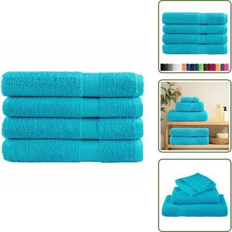 The Living Store Premium-Saunatücher SOLUND 4 Stk. Türkis 80x200 cm 600 g/m² - Saunatücher - Handtücher - Badeset - Wellness - Türkise Handtücher (1/5)