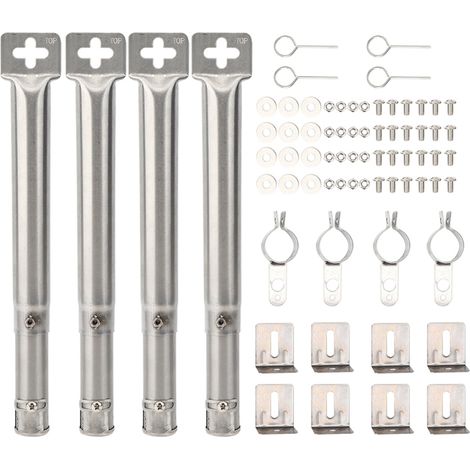 Lot de 4 brûleurs tubulaires droits universels réglables en acier inoxydable pour barbecue à gaz (1/5)