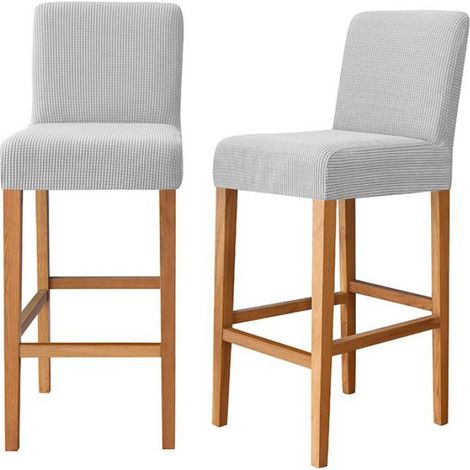 Housse Tabouret Bar - Jacquard - Gris Clair - Élasthanne - Lavable Machine - Pour Chaise Haute Cuisine (1/5)