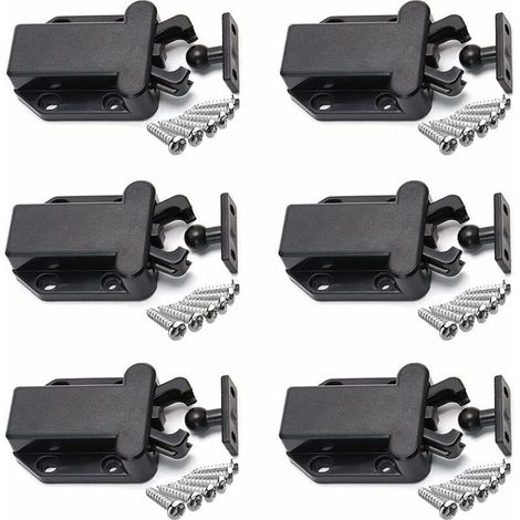 6 pezzi Push to Open Touch Release Latch per cassetti di armadietti, chiusure non magnetiche per ante di mobili di armadi, chiusure touch per armadietti, nere
