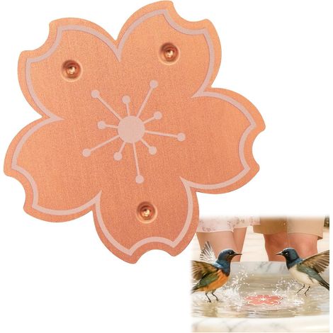 Disque de nettoyage en cuivre pour bain d'oiseaux, disque purifiant pour bain d'oiseaux, ajustement universel pour tous les bains d'oiseaux et jardinières d'extérieur, forme de fleur (1/5)