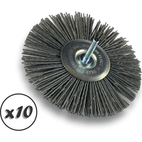 Brosse circulaire sur tige Ø 120 mm 1/2/3 rangs  NYLON abrasif grain 80 - Quantité x10 - Ø 120 mm - 1 rang - Grain 80 (1/5)