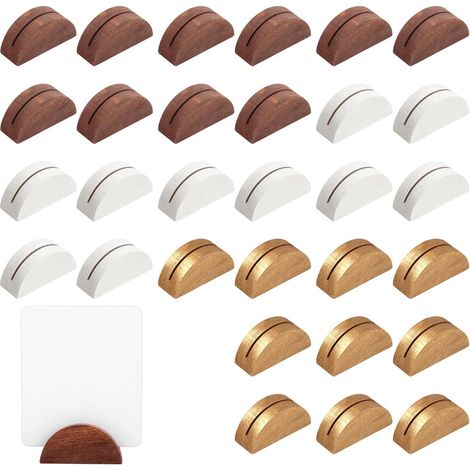 30 Supports Numéros Table Bois Supports Cartes Places(3 Couleurs) Brun, Blanc (1/5)