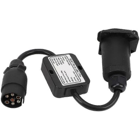 Adaptateur de prise de remorque standard européenne vers américaine à 7 broches, avec convertisseur de système 3 vers 2, compatible avec les camping-cars, les bateaux et les fourgons aménagés. (1/5)