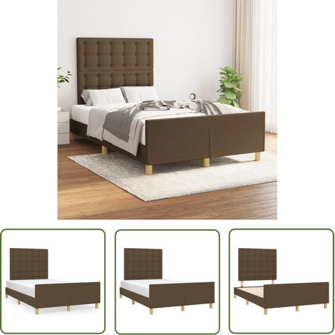 The Living Store Bettgestell ohne Matratze Dunkelbraun 120x200 cm Stoff - Bettsofa - Doppelbett - Lattenrost - Boxspringbetten - Holzrahmen (1/5)