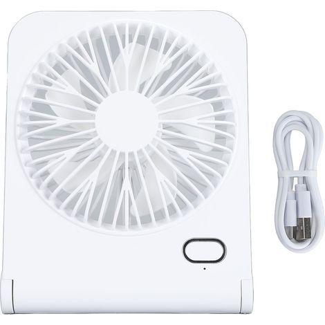 3-stufiger Tischventilator, Mini-Tischventilator, tragbar, wiederaufladbar, geräuscharm, für Auto, Zuhause, Camping, Weiß (1/5)