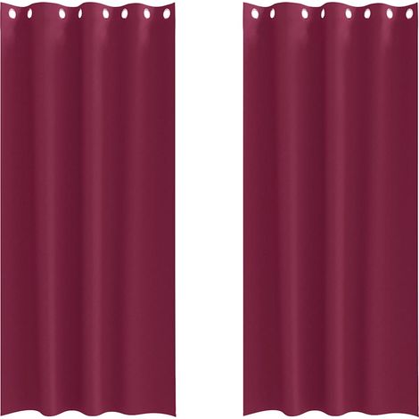 Maison Exclusive - Cortinas Opacas con Anillas 2 pcs Rojo vino 22