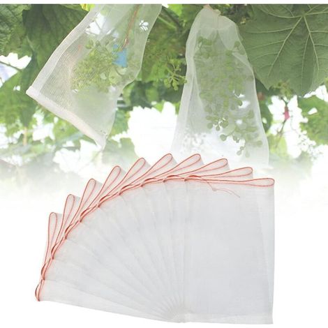 30 Stück Sonnenschutznetze für Obst und Gemüse, Gartennetz mit Kordelzug, atmungsaktive Schutzbeutel, vogelsichere Obstschutzbeutel für Tomaten, Weintrauben und Gemüsegärten – 10 x 15 cm