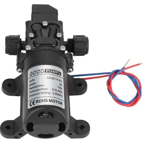Pompe à membrane auto amorçante, Pompe a Eau Camping Car, DC 12V 70W 0.9Mpa 4-6L/Min Pompe auto amorçante à membrane haute pression pour eau pour camping car, bateau, jardin (1/5)