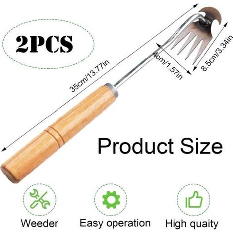 2pcs Désherbeur À Main Outils,Outil de Désherbage Manuel,Inoxydable Extracteur de Mauvaises,Extracteur de Désherbage pour Jardin (1/5)