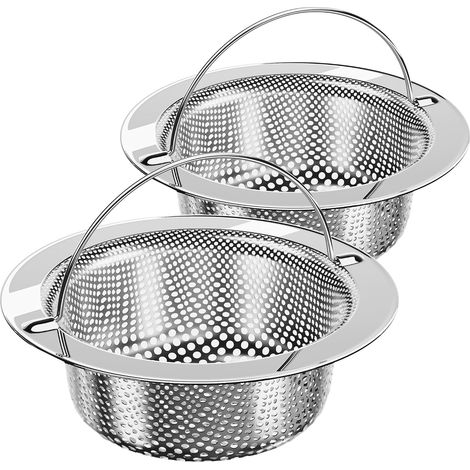 2 Pcs Filtres à Évier de Cuisine en Acier Inoxydable, Crépine de Vidange d'évier avec Poignée, Diamètre Intérieur 8 cm Profondeur 3 cm (1/5)