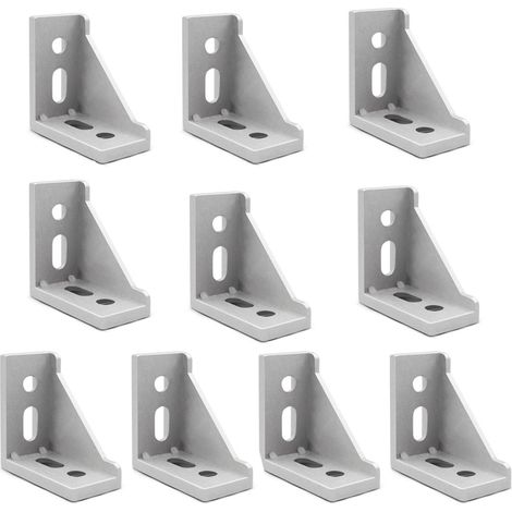 Lot de 10 raccords d'angle en aluminium 3060, rainure de fixation angulaire, raccord d'angle en aluminium pour support mural, matériel de montage (3060 - 10 pièces) (1/5)