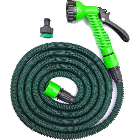 Lupex Shop - Tubo da giardino, 7 funzioni, espandibile telescopico con pistola, ultra resistente in poliestere durable hose, dimensioni: da 2,5mt fino a 7,5mt