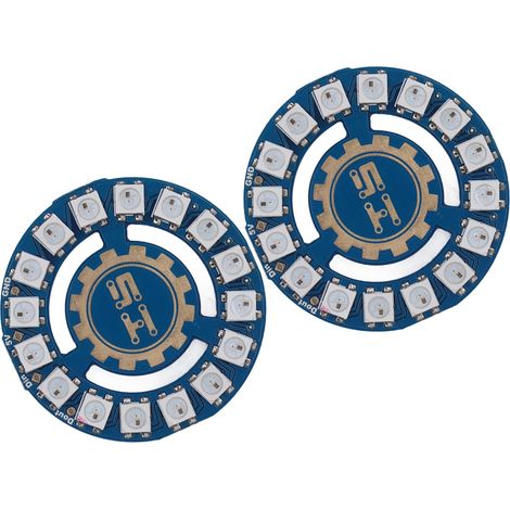 Set bestehend aus 2 LED-Ringlichtplatinen, 16 RGB 5050 LEDs, WS2812 Chip, programmierbare Treiberplatine für Farbringlicht (DIY). (1/5)