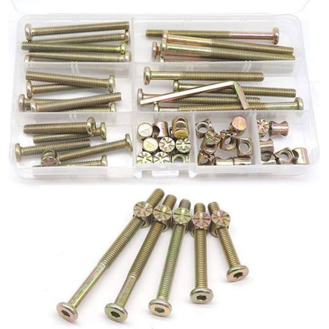 Kit Vis Et Écrous - M6 x 40 mm 50 mm 60 mm 70 mm 80 mm - Pour Cadre De Lit Lit Bébé Lit Superposé Meubles - 25 Pièces (1/3)